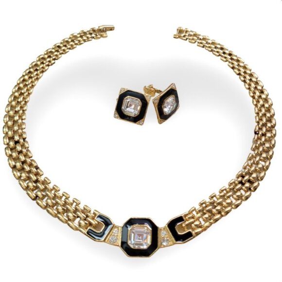 Vintage TRIFARI Art Deco Revival Necklace & Earrings Set - Picture 2 of 9